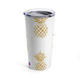 Gold Pineapples on White Tumbler 20oz