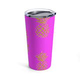 Gold Pineapples on Hot Pink Tumbler 20oz