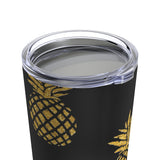 Gold Pineapples on Black Tumbler 20oz