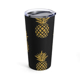 Gold Pineapples on Black Tumbler 20oz