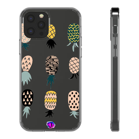 "Upside Down" Colorful Pineapples on Clear Case