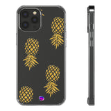 "Upside Down" Gold Pineapples on Clear Case