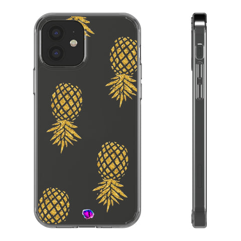 "Upside Down" Gold Pineapples on Clear Case