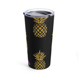 Gold Pineapples on Black Tumbler 20oz